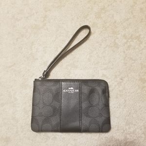 Coach gray/black wristlet